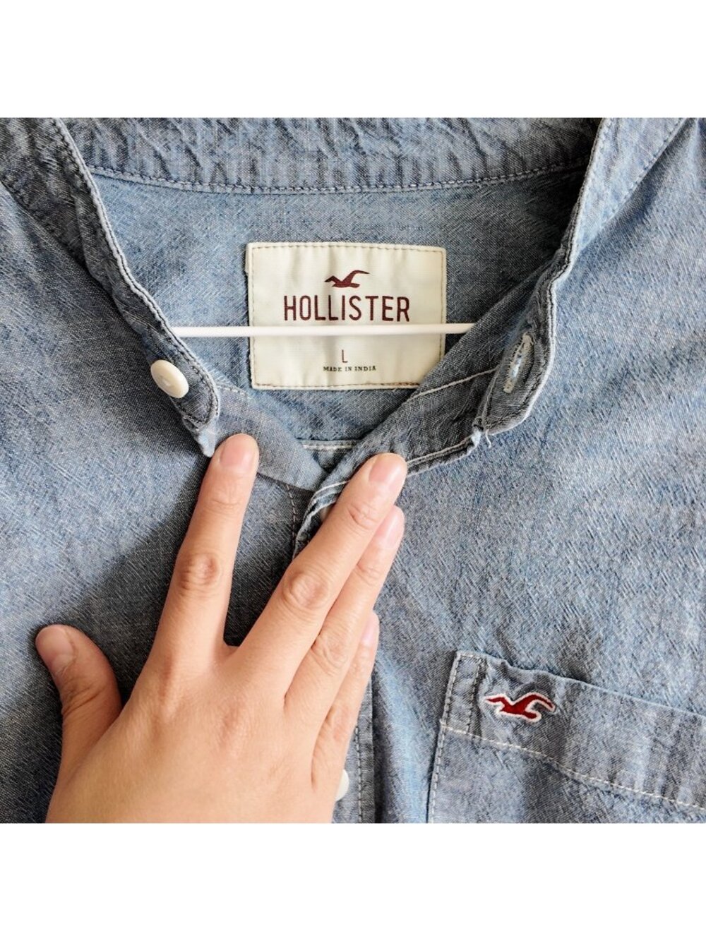 Hollister blue button shirt size large mens